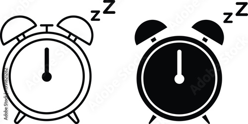 Contrast between an active and silent alarm clock with sleeping symbols