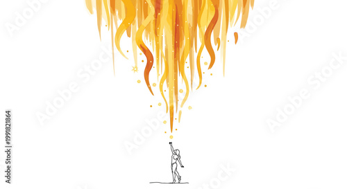 Creative burning concept, abstract fire illustration, vector flames, artistic design element