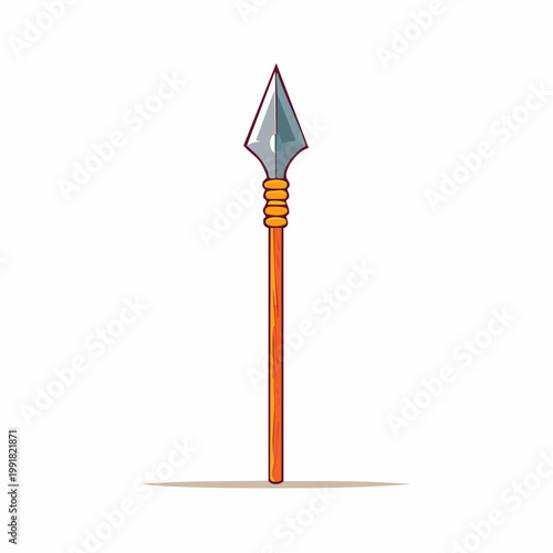 Illustration of a spear with a metallic point and wooden shaft