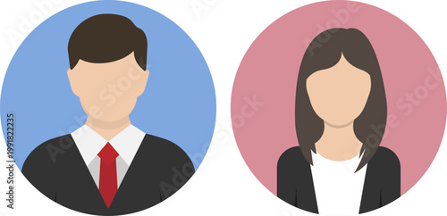 Set of male and female avatar icons in flat design style. Simple and modern profile illustrations suitable for business, social media, user interface, and digital identity projects.