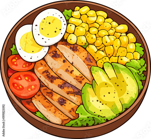 Healthy grilled chicken balanced diet bowl