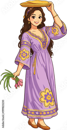 Woman carrying basket on head