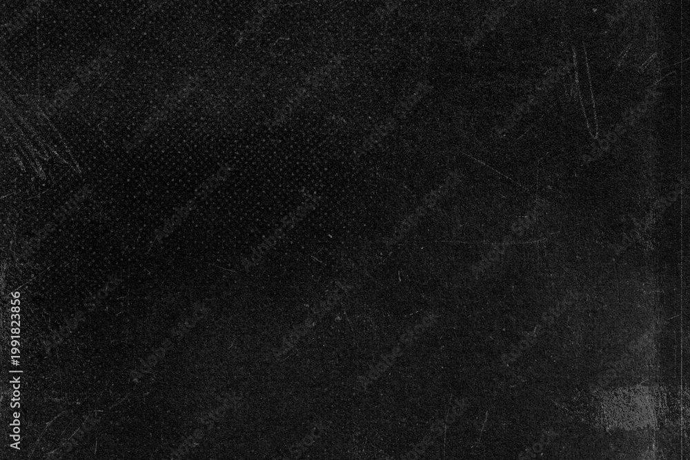 Obraz premium Dark black background with a textured, grunge style. The black background features subtle scratches and a rough, vintage texture. Simple black textured background with blank space.