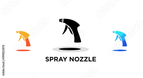 Colorful Spray Nozzles - Illustration of Cleaning and Sanitizing Tools.