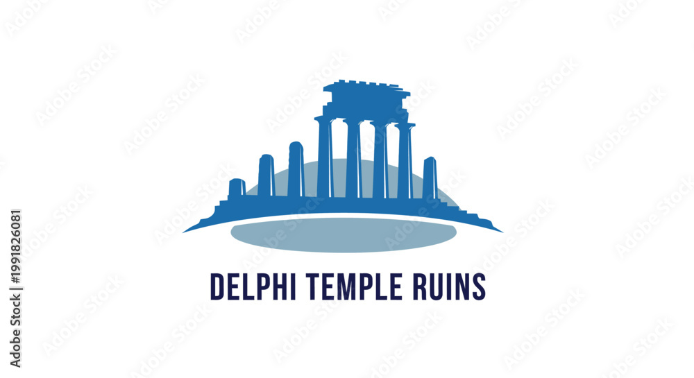 Fototapeta premium Delphi Temple Ruins Silhouette Depicting Ancient Greek Architecture.