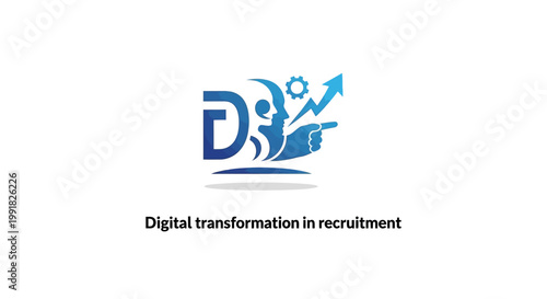 Digital Transformation Recruitment Logo Illustrating Growth and Innovation.