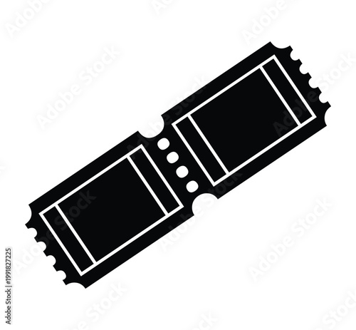 Minimalist Movie Ticket Icon Silhouette for Cinema and Entertainment Design