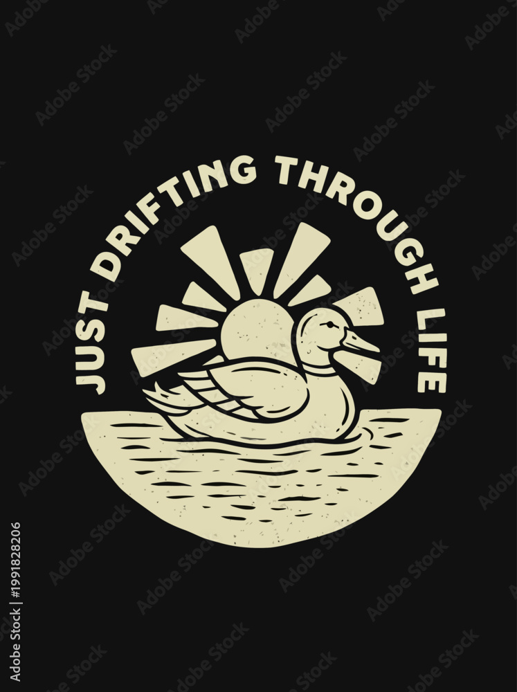Photography Duck floating on water surface calmly.