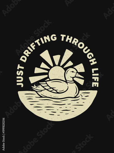 Canvas Print Duck floating on water surface calmly.