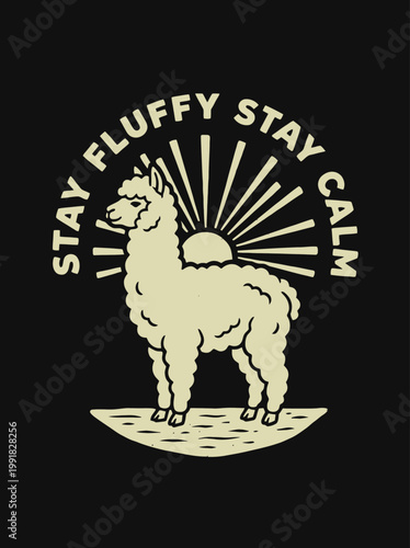 Illustration of a calm llama standing.
