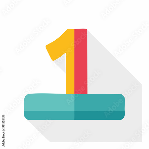 Flat design icon of the number 1