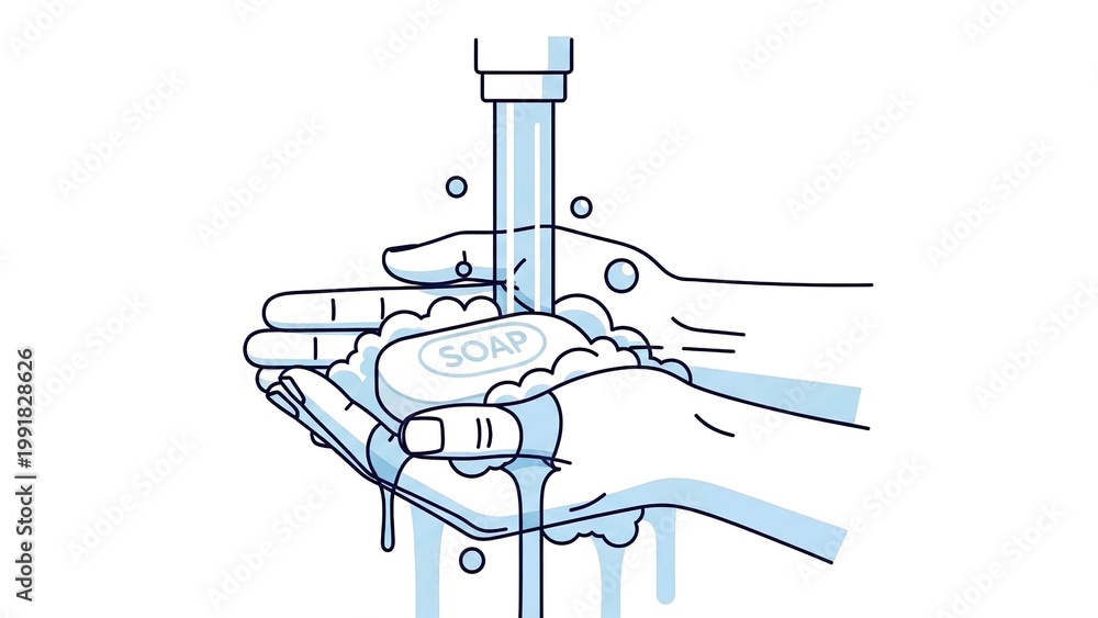 Fototapeta premium Hand washing under running water