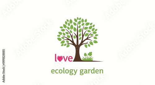 A stylized tree with a heart symbol replacing the 'o' in 'love' above text