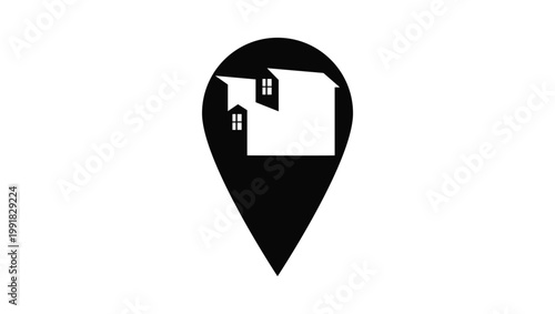 property Location symbol, black vector silhouette