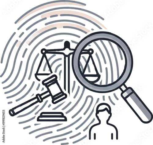 law, justice, scales, magnifying glass, forensic investigation, legal system, crime scene, judicial, gavel, fingerprint