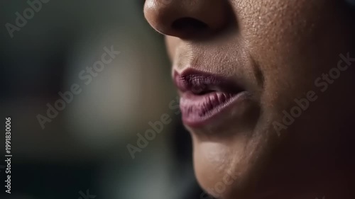 Close-up of womans smiling face.