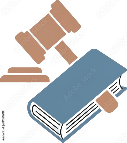 Law book, gavel, and sound block, legal, justice, courtroom, vector icons