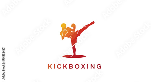 Dynamic Kickboxing Action - Silhouette of a Powerful Fighter Kicking High.