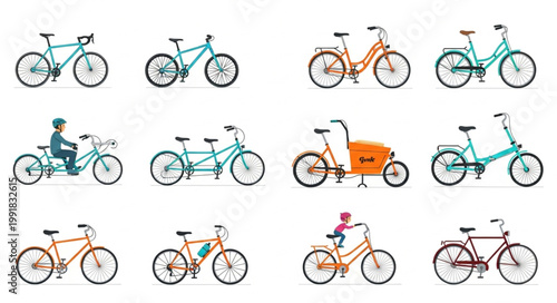 Collection of Various Bicycle Types and Styles.