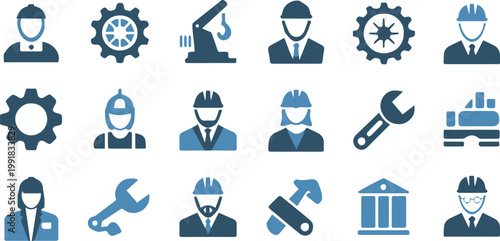 engineer profession and trades icon pack builder technician symbols