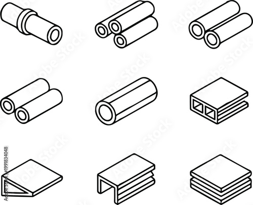 pipe and tube stock technical line art grid