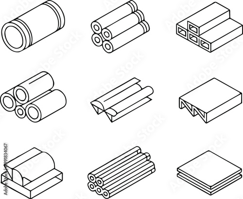 pipe bundle rod sheet profile industrial symbols