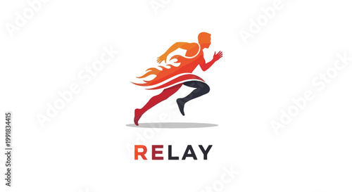 Dynamic Relay Runner Logo Depicting Speed and Athleticism.