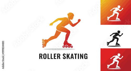 Dynamic Roller Skating Silhouette Depicting Speed and Motion.