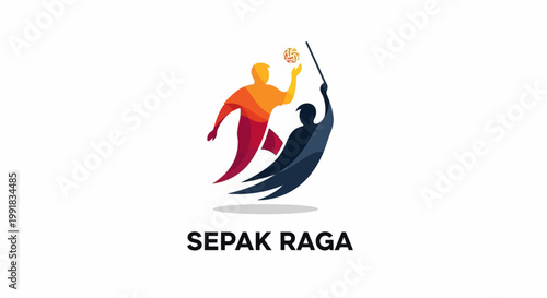 Dynamic Sepak Raga Logo Depicting Two Agile Athletes in Action.