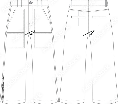 Woman Carpenter Flap / Dart Detail Trouser