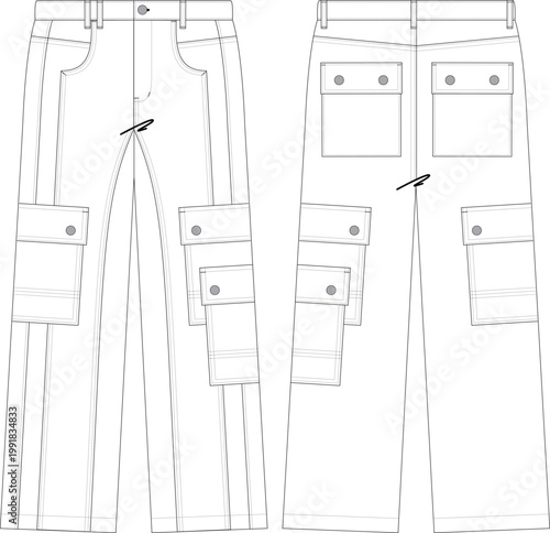 Woman Multi Pocket Cutting Detail Trouser