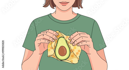 Person holding an avocado wrapped in eco-friendly beeswax wrap