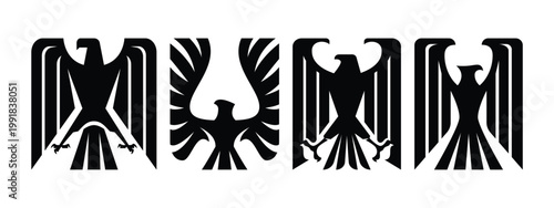set of eagle logo geometric vector illustration