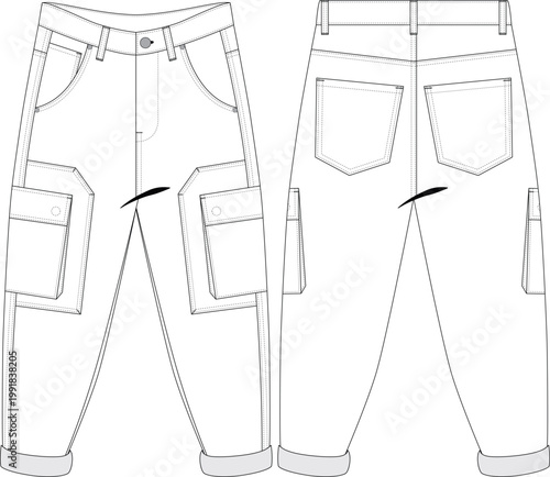 Woman Slim Mom Cargo Pant Trouser