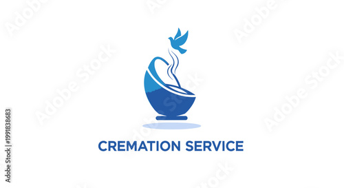 Elegant Blue Cremation Service Logo with Soaring Bird Symbol.