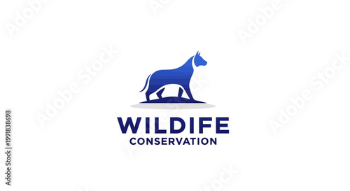 Elegant Blue Dog Silhouette Logo for Wildlife Conservation Organization.