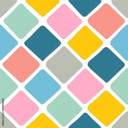 Colorful squares on seamless pattern. Rhombus. Isolated vector illustration eps 10
