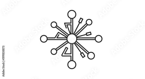 Abstract geometric snowflake like shape with connected nodes.