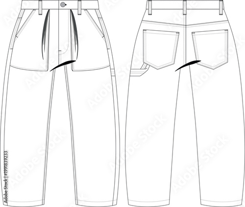 Woman Wideleg Balloon Carpenter Trouser Pant