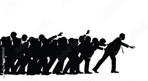 silhouette of people running in a crowd fleeing