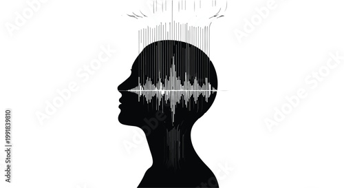 Sound wave brain activity mental health concept