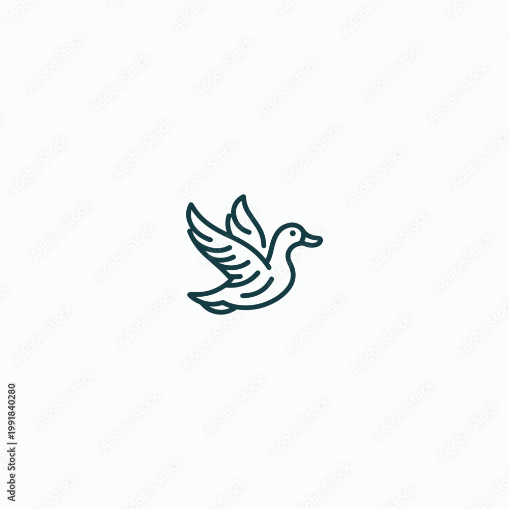 Obraz premium Flying duck logo vector icon illustration