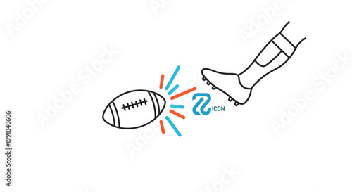 American Football Kickoff Action with Dynamic Energy Burst.