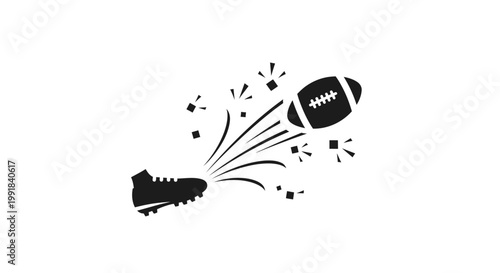 American Football Kickoff Graphic with Cleats and Ball.