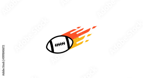 American Football on Fire Flying Fast.