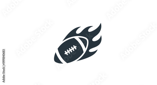 American Football on Fire Icon Symbol.