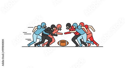 American Football Players in Action During a Game.