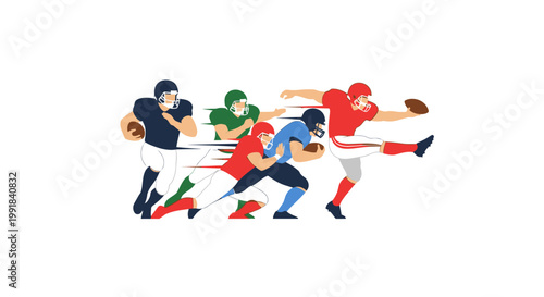 American Football Players in Action During a Game.