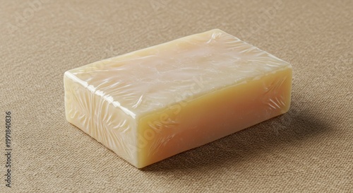 Wrapped Bar of Soap on Textured Background