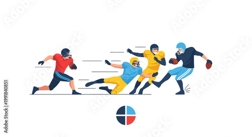 American Football Players in Action During a Game.